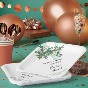 Christmas Branches Red and Green Shower Paper Plate