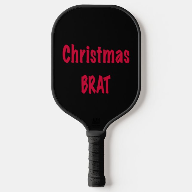 Christmas Brat Red On Black  Pickleball Paddle (Front)