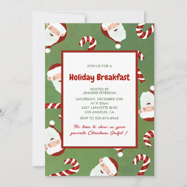 Christmas Breakfast Invitation Santa Barley sugar (Front)