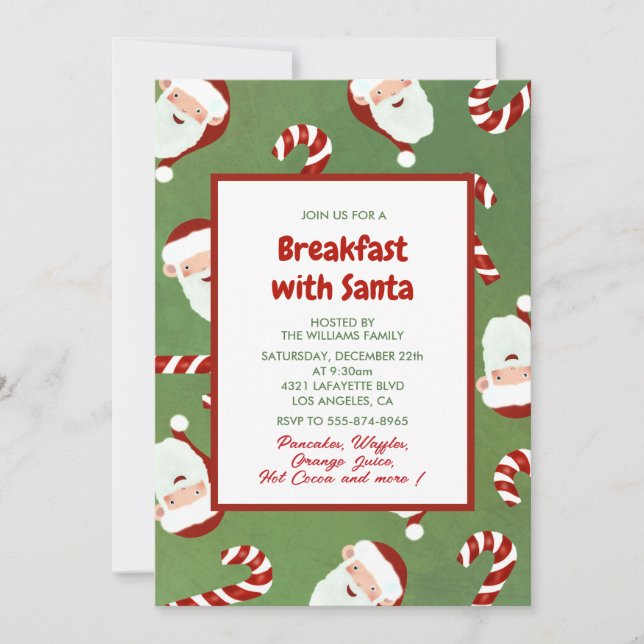 Christmas Breakfast Invitation with Santa Barley  (Front)