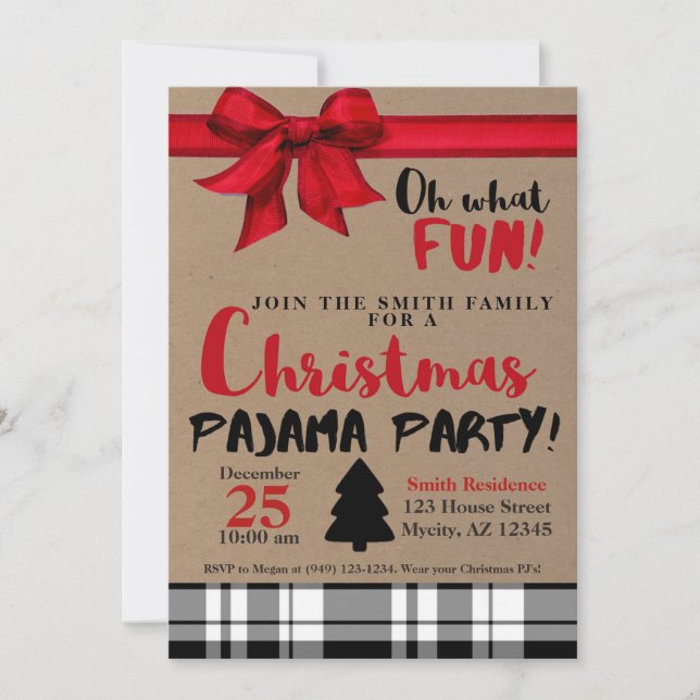 Christmas Breakfast Pajama Party Holiday Invitatio Invitation (Front)
