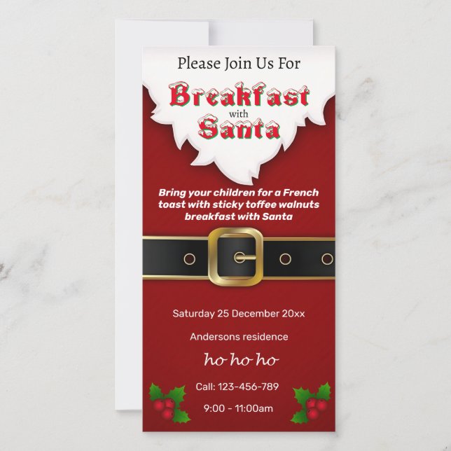 Christmas Breakfast with Santa Invitation  (Front)