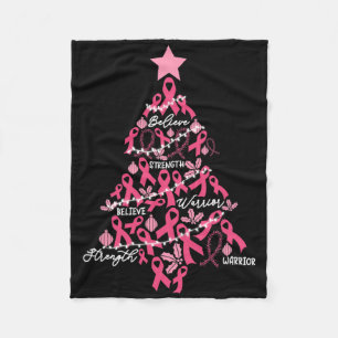 Christmas Breast Cancer Holiday Pink Ribbon Fight  Fleece Blanket