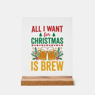 Christmas Brew Holiday Drink Design Acrylic Sign