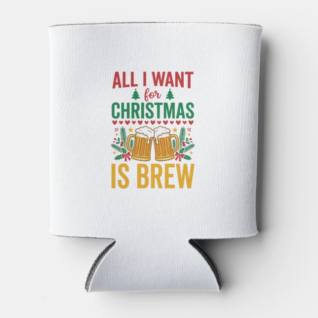 Christmas Brew Holiday Drink Design Can Cooler (Front)