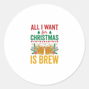 Christmas Brew Holiday Drink Design Classic Round Sticker