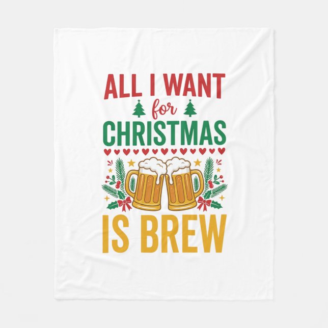 Christmas Brew Holiday Drink Design Fleece Blanket (Front)