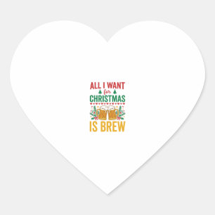 Christmas Brew Holiday Drink Design Heart Sticker