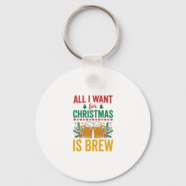 Christmas Brew Holiday Drink Design Key Ring (Front)