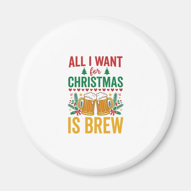 Christmas Brew Holiday Drink Design Magnet (Front)