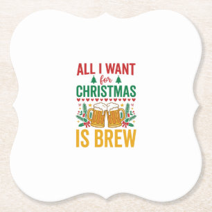 Christmas Brew Holiday Drink Design Paper Coaster