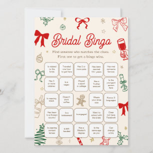 Christmas Bridal Shower Bingo Game Card