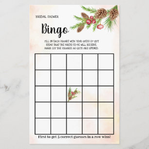 Christmas Bridal Shower Bingo Game Card