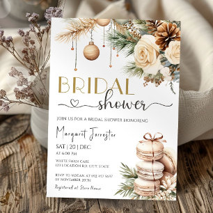 Christmas Bridal Shower Boho Chic Winter Floral   Invitation