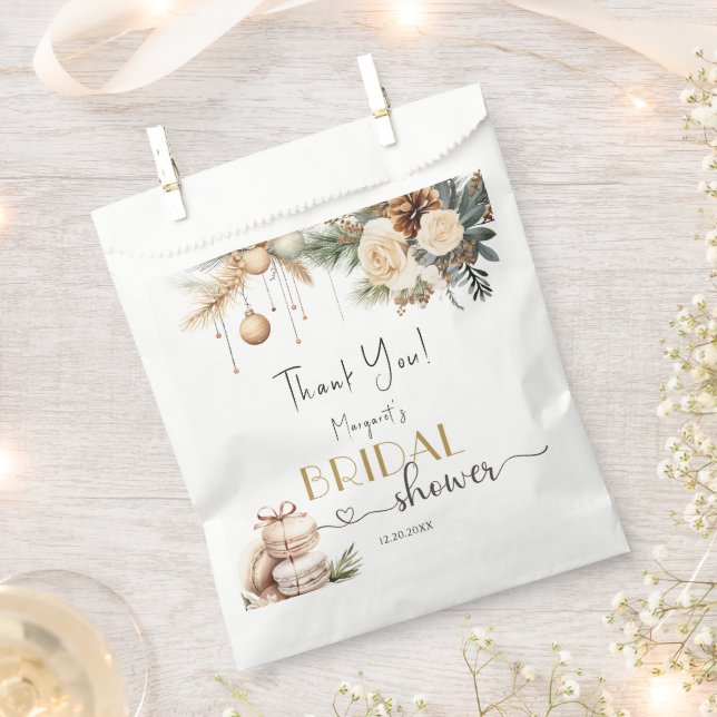 Christmas Bridal Shower Boho Winter Floral Favour Bags (Clipped)