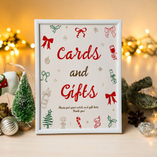 Christmas Bridal Shower Cards and Gifts Poster
