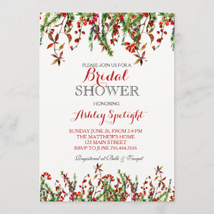 Christmas Bridal Shower Floral Invitation