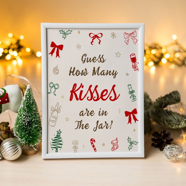 Christmas Bridal Shower Guess How Many Kisses Poster (Creator Uploaded)