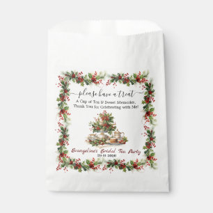 Christmas Bridal Shower holly Tea Time Party Favour Bags