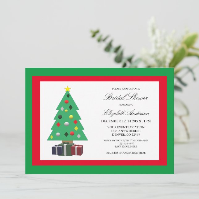 Christmas Bridal Shower Invitation (Standing Front)