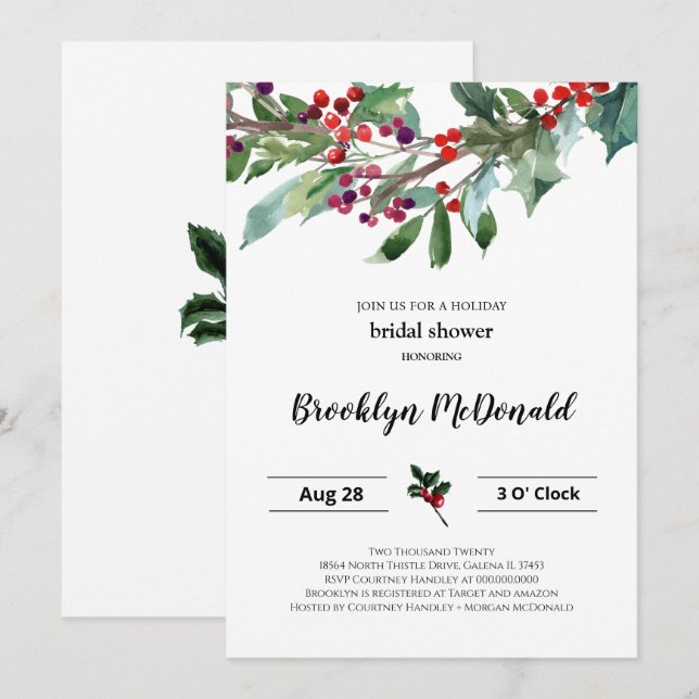 Christmas Bridal Shower Invitation (Front/Back)