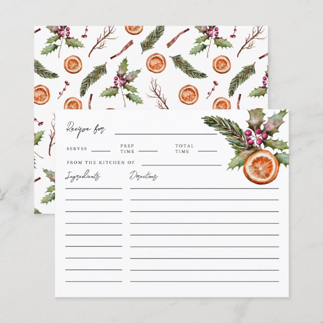 Christmas Bridal Shower Recipe Card (Front/Back)