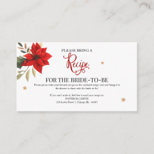 Christmas Bridal Shower Recipe Request  Enclosure Card
