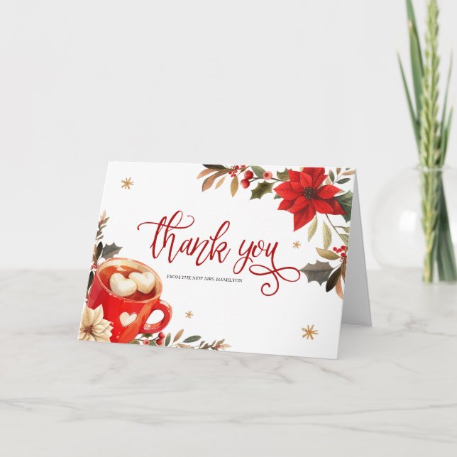 Christmas Bridal Shower Thank You Card (Front)