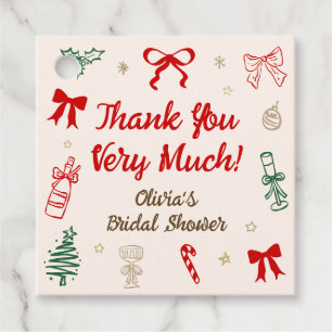 Christmas Bridal Shower Thank You Favour Tags
