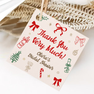 Christmas Bridal Shower Thank You Favour Tags