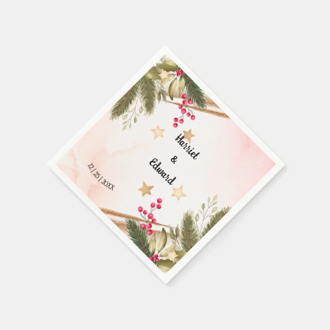 Christmas Bridal Shower, Wedding Reception  Napkin (Corner)
