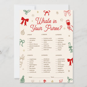 Christmas Bridal Shower What's in Your Purse Game Invitation