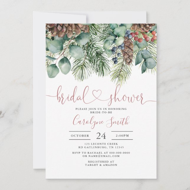 Christmas Bridal Shower, Winter Bridal Shower Invi Invitation (Front)