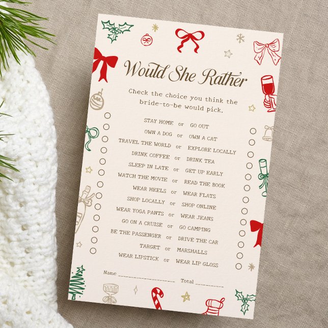 Christmas Bridal Shower Would She Rather Game (Creator Uploaded)