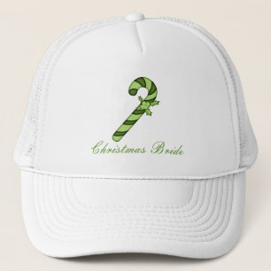 "Christmas Bride" - Sage Green Candy Cane Trucker  Hat
