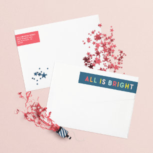 Christmas bright fun colourful modern red wrap around label