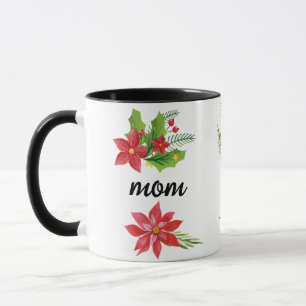 Christmas Bright Holly Black Script Mum Black Mug