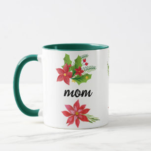 Christmas Bright Holly Black Script Mum Green Mug