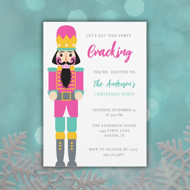 CHRISTMAS BRIGHT PINK NUTCRACKER PARTY HOLIDAY INVITATION (Creator Uploaded)