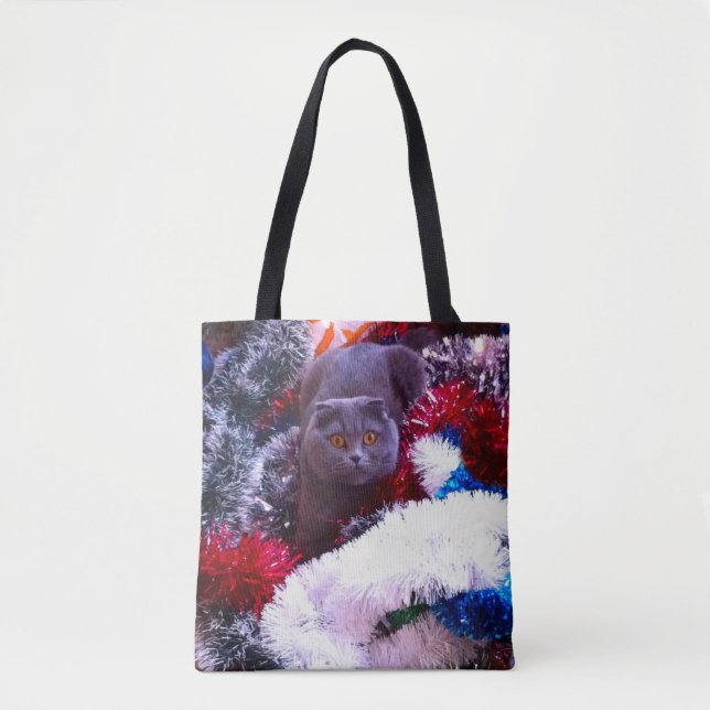 Christmas British blue cat Tote Bag (Front)