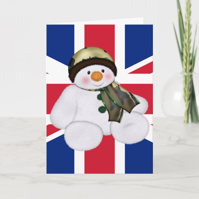 Christmas British Soldier Snowman Holiday Card (Front)