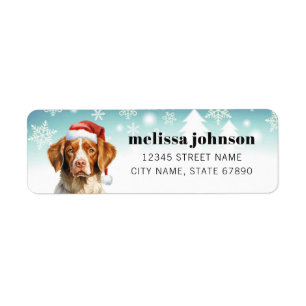 Christmas Brittany Spaniel Return Address Labels