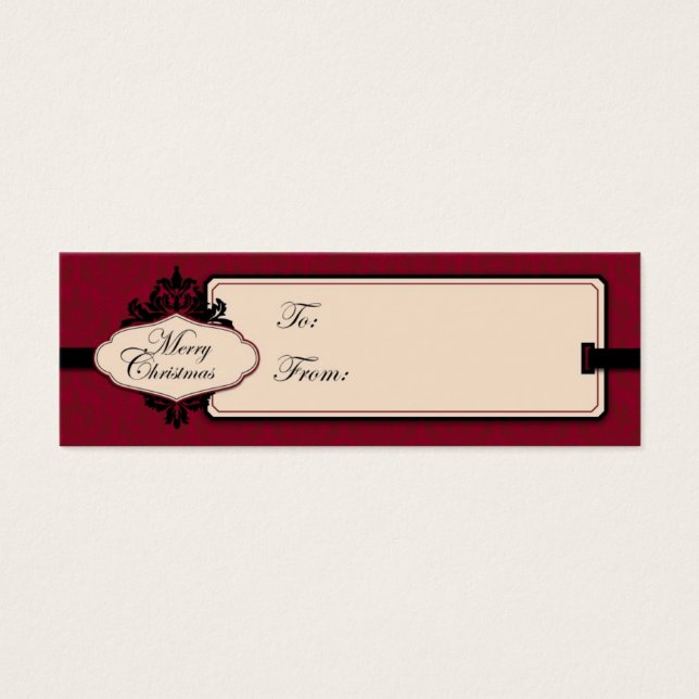 Christmas Brocade Red Gift Tag (Front)