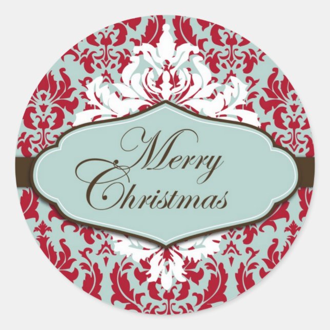Christmas Brocade Retro Sticker (Front)
