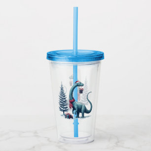 Christmas Brontosaurus dinosaur Acrylic Tumbler