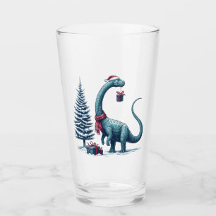 Christmas Brontosaurus dinosaur Glass
