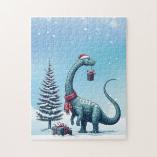 Christmas Brontosaurus dinosaur Jigsaw Puzzle