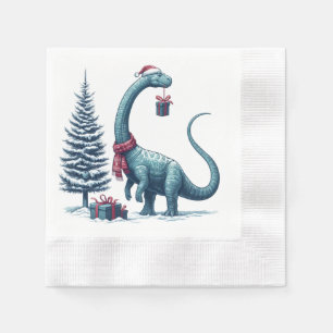 Christmas Brontosaurus dinosaur Napkin