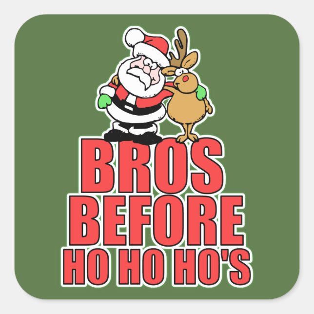 Christmas Bros Santa and Rudolph Square Sticker (Front)