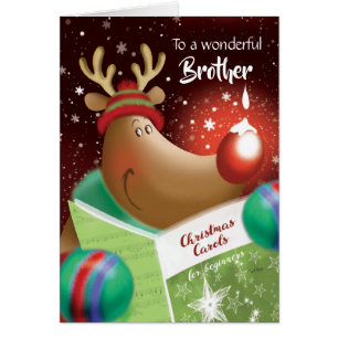 Christmas, Brother. Snowdrop on Red Nose Deer